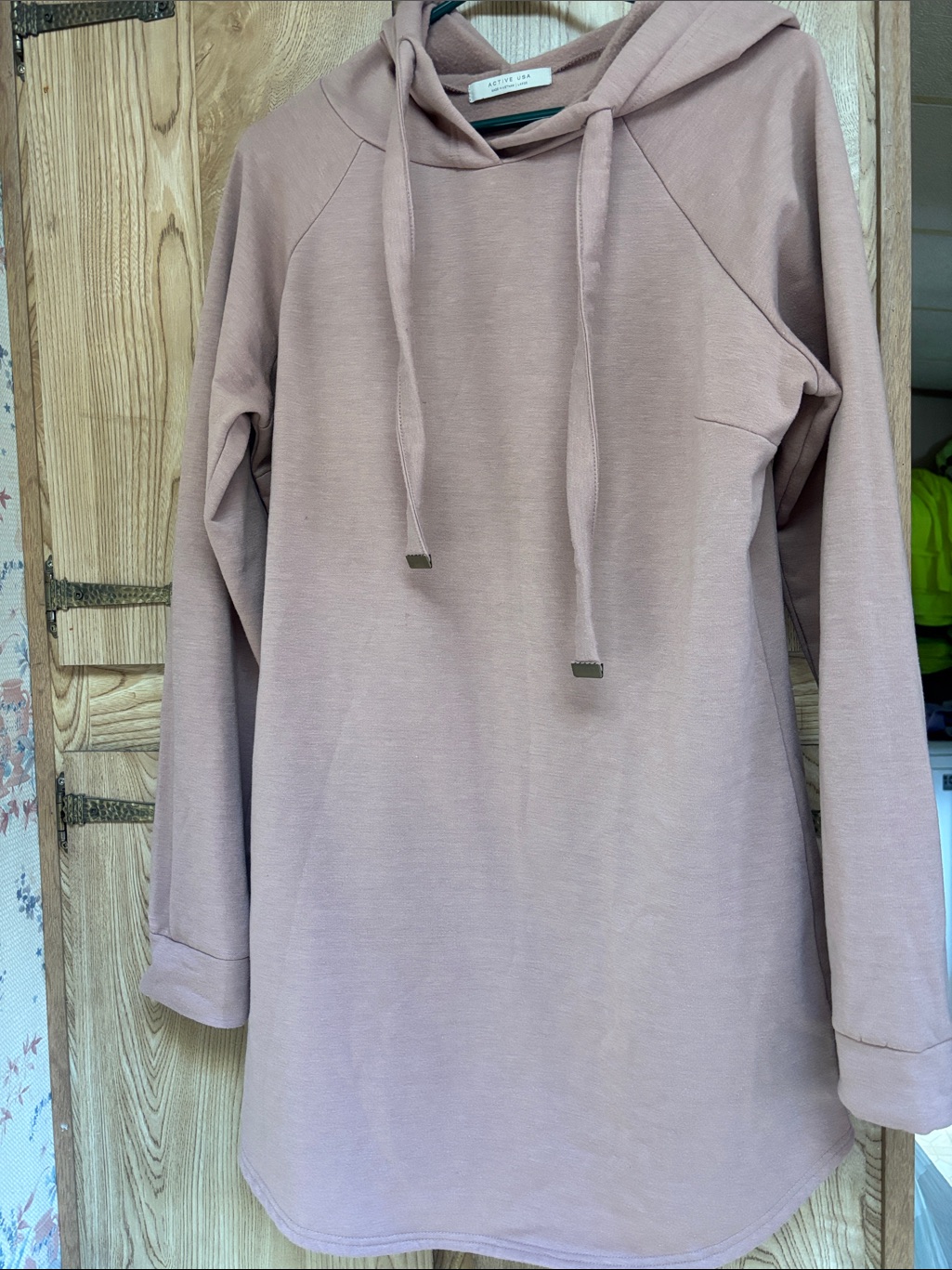 Light Pink Long Hoodie Fleece Interior